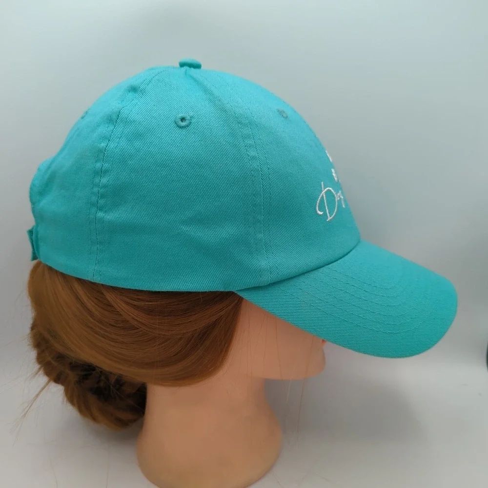 Lot of 2 Dog Mom & Dog Dad Baseball Hat Cap OSFA Teal Navy Blue Adjustable